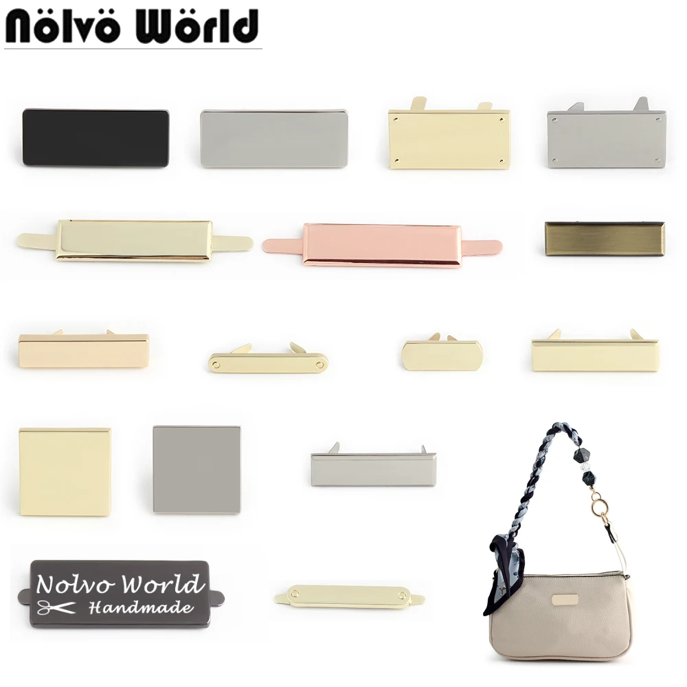 50-100PCS Customize Logo Metal Purse Labels Laser Your Brand For Bags Handbag Hat Garment Engrave Making Name Tags Accessories