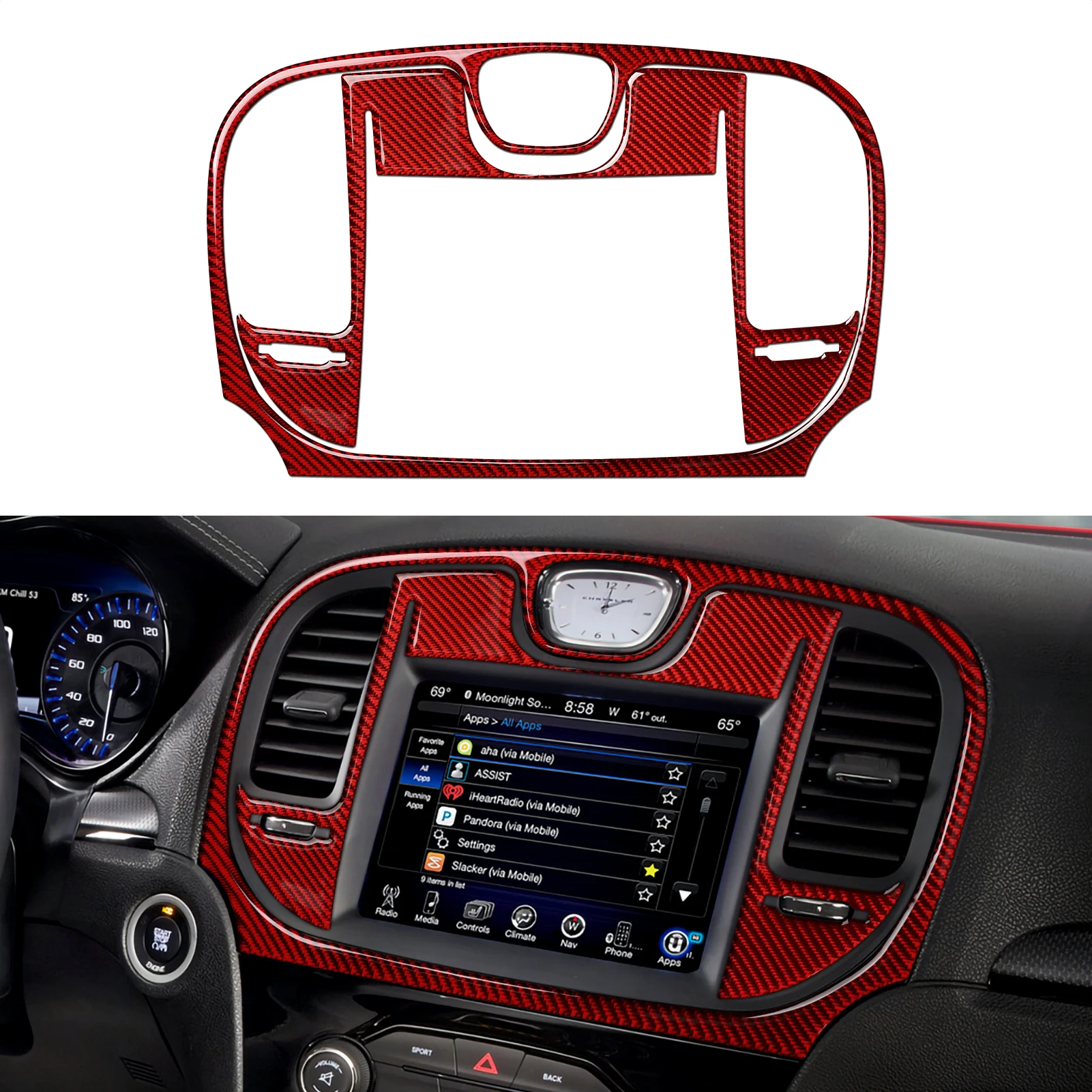 

Car Central Air Vent Outlet Decals for Chrysler 300 Accessories 2015 2016 2017 2018 2019 2020 2021 2022 Carbon Fiber Stickers