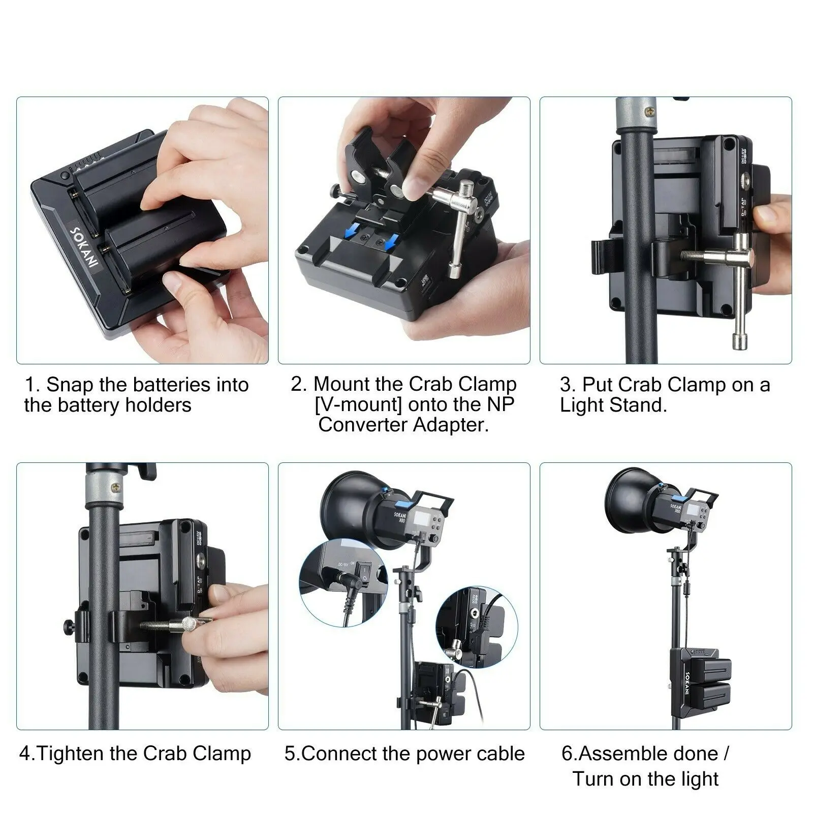 【DO BRASIL】Sokani X60 Battery Adapter Plate D-tap Output for Sony F970 F750 F550 for Sokani X60 Mini X60 RGB LED Video Light