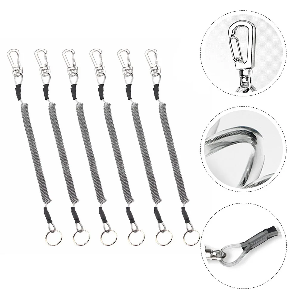 6 قطعة حامل قضيب الصيد حبل الربيع مكافحة خسر حبل لملحقات الصيد في الهواء الطلق قابل للسحب أدوات معدات الأمن المرنة