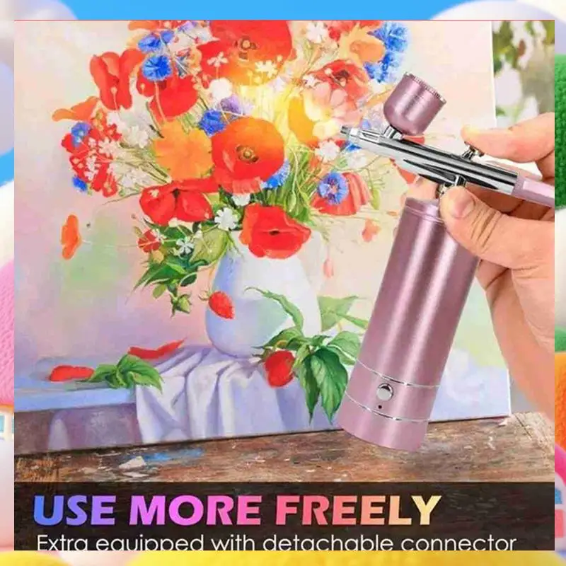 

Airbrush For Nails Cordless Airbrush Kit Compressor 2Levels 36 Psi Pressure Rechargeable Air Brush Machine For Nail Art-ABUA