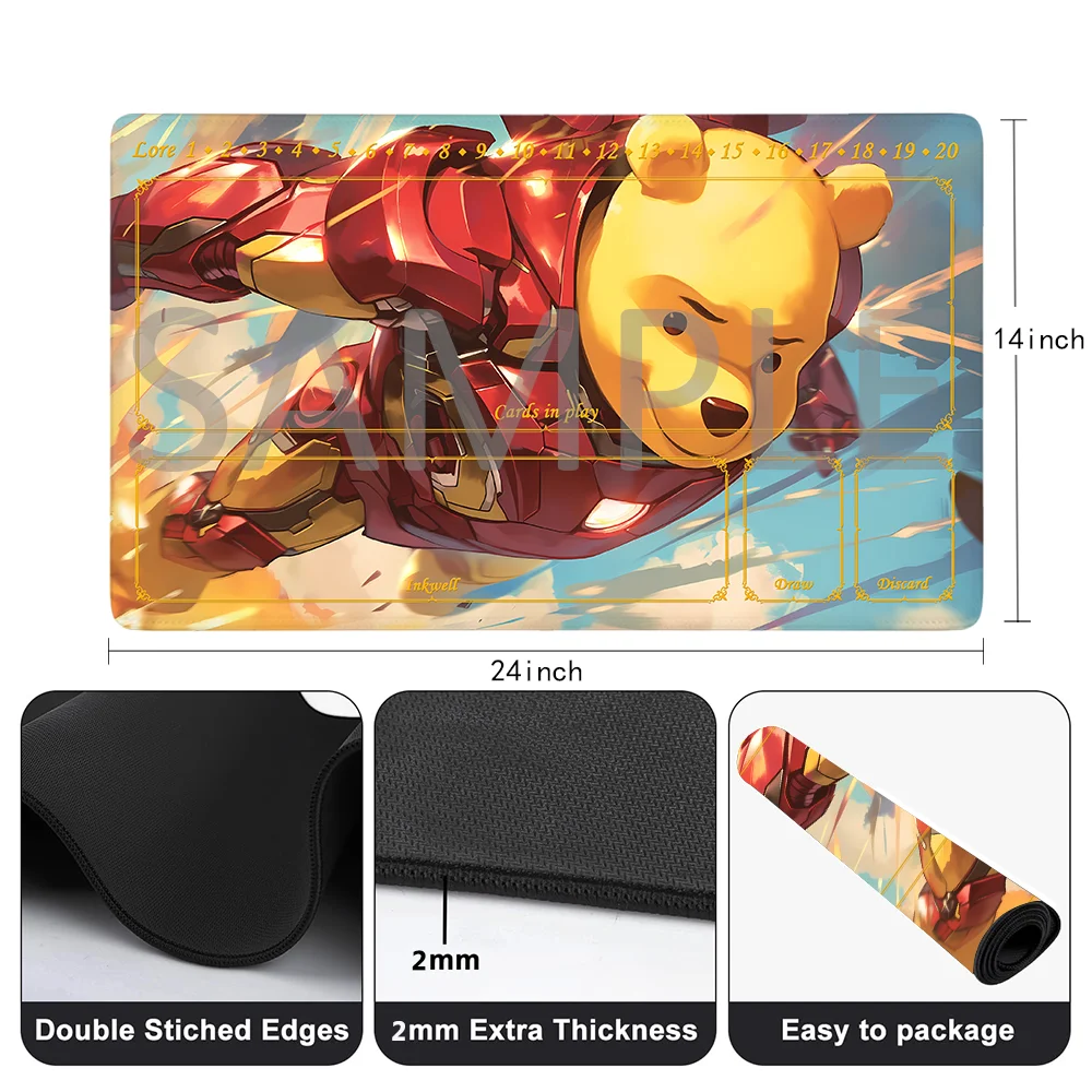 Lorcana  Playmat Free Storage Bag Size 24X14IN Trading Card Game Protective Mats Scratch-Resistant Durable Mouse Pad 13