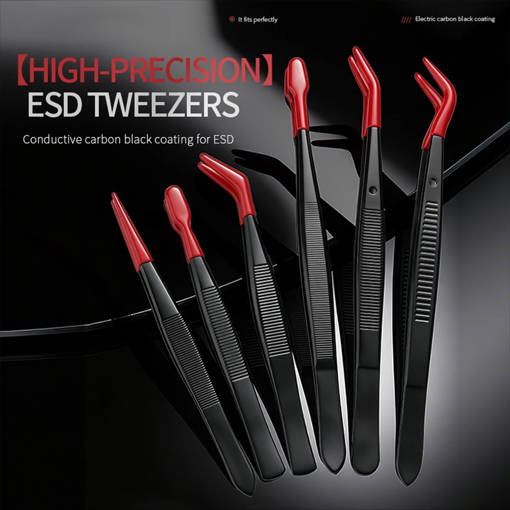 2/3/4/5/6pcs Stainless Steel Tweezers With Rubber Tips Tweezers Tip Bent Tip Tweezers Tipped Tweezers Rubber PVC Silicone Coated