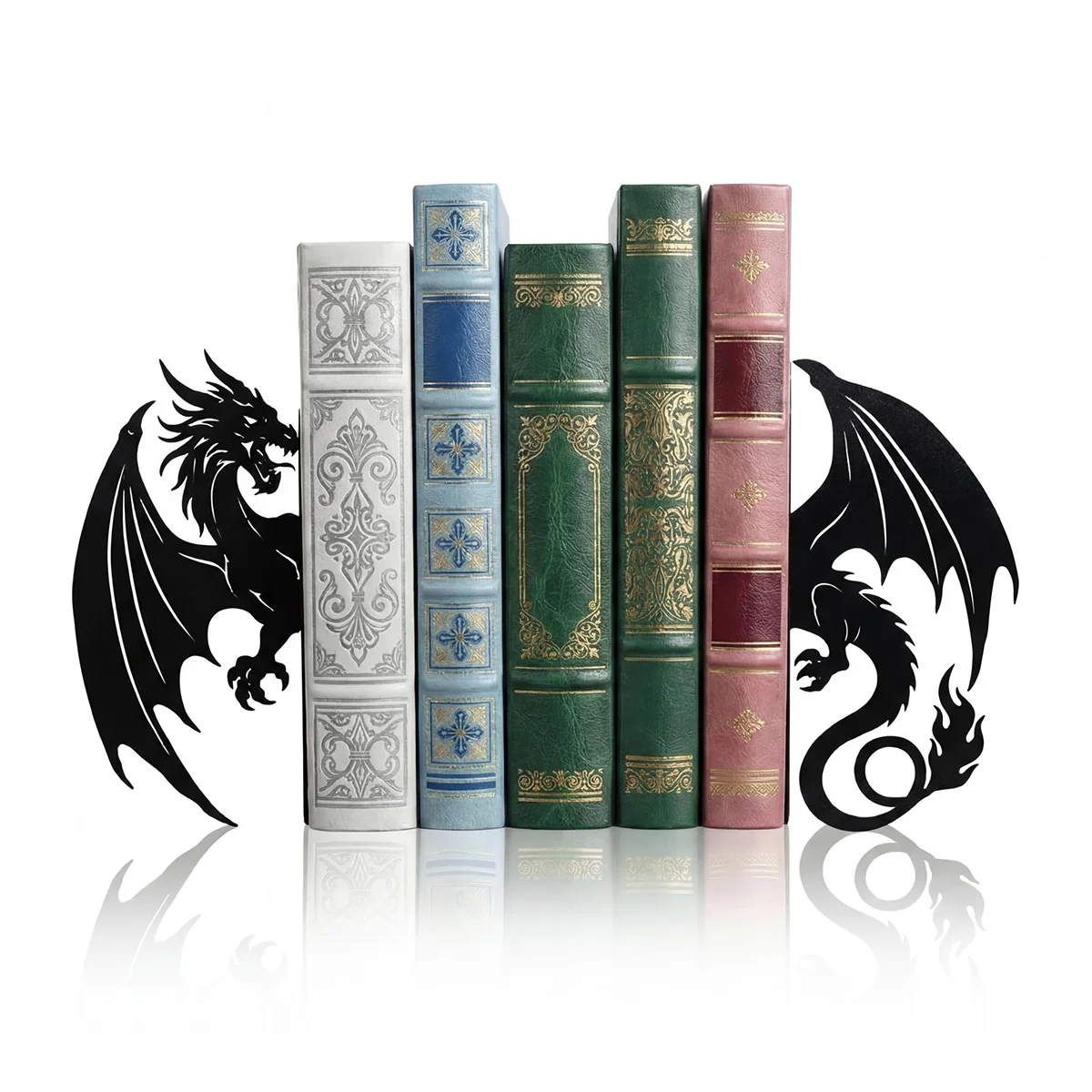 Sujetalibros de hierro forjado, sujetalibros de metal con forma de dragón, sujetalibros bonitos, adecuados para estanterías, decoración del hogar, oficina, libreros, es un regalo ideal para entusiastas de la lectura y familias.