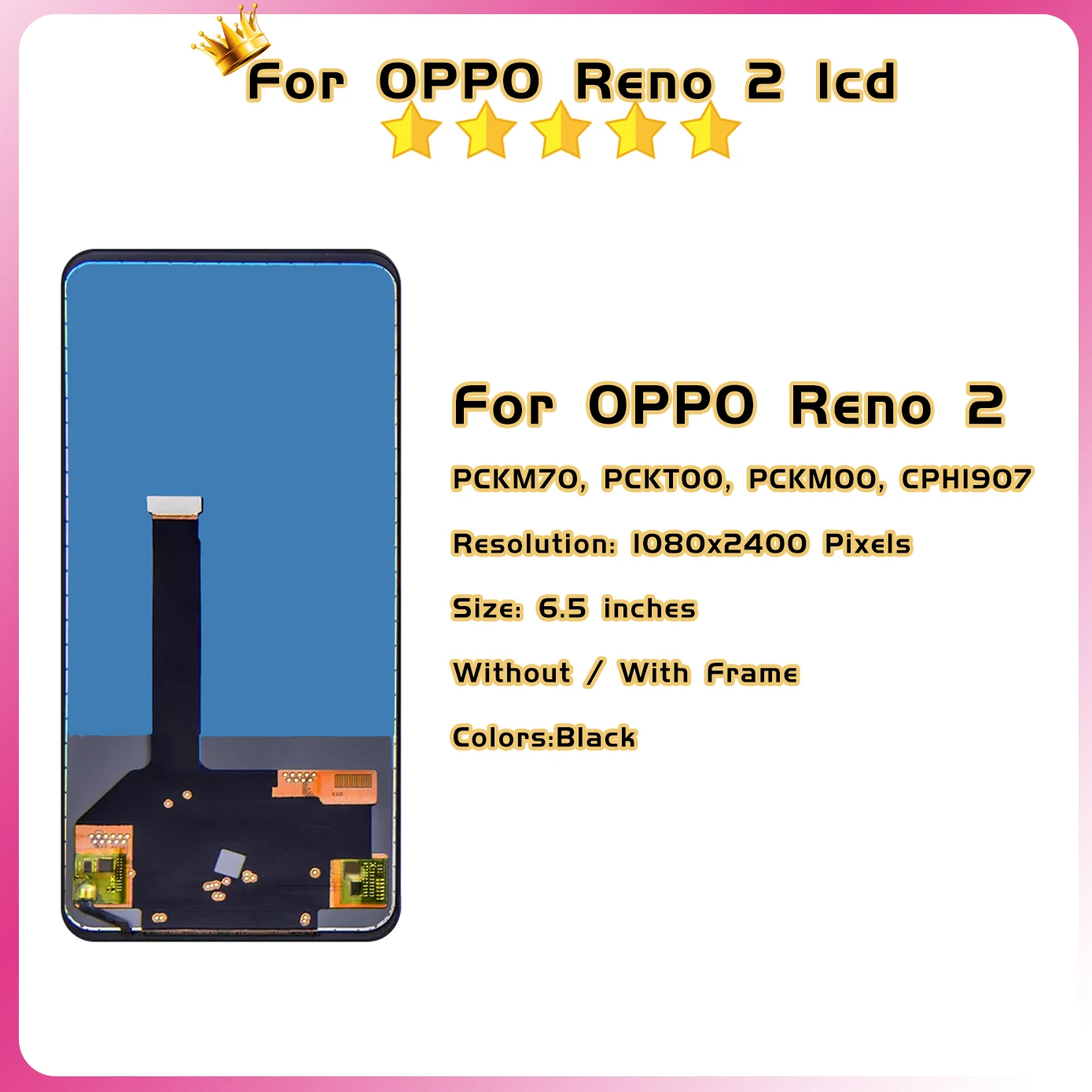 LCD Screen Digitizer Assembly For Oppo Reno2 PCKM70, PCKT00, PCKM00, CPH1907 Display Touch  For Reno 2 LCD High quality