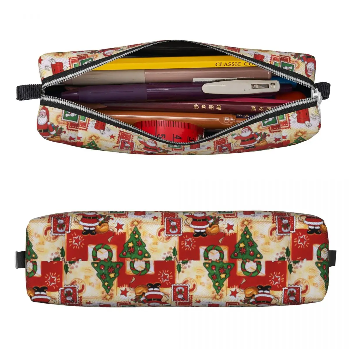 New Year Snowman Santa Pencil Cases Red Christmas Pencilcases Pen Holder for Girl Boy Big Capacity Bag Student Zipper Stationery