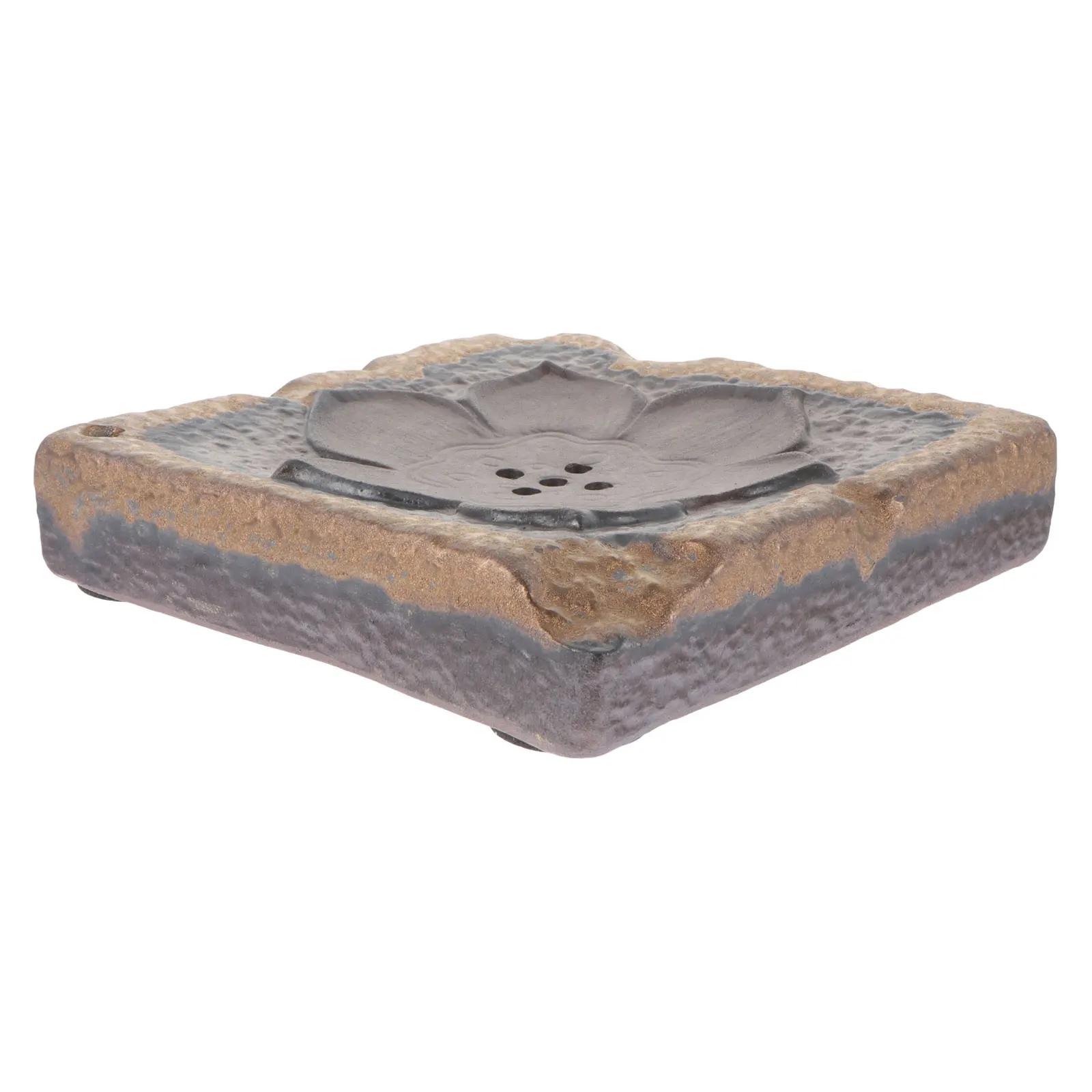 

Retro Tea Tray Chinese Style Vintage Crude Pottery Lotus Pattern Teapot Mat for Home Office Hotel Tea Room Decorative Serving