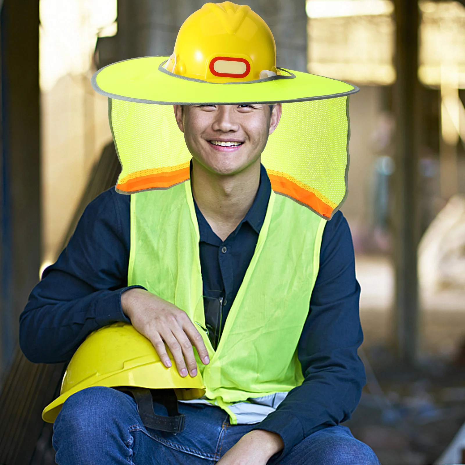 

Construction Hat Sun Visor Reflective Hard Hat Brim Shade Outdoor Safety Visor Neck Shade Uv Protection Sun Shield