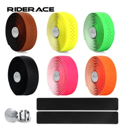 Bicycle Handlebar Tape With 2 Bar Plugs PU EVA High Tenacity Anti-Slip Shock Absorption Breathable Road Bike Fixed Gear Belts