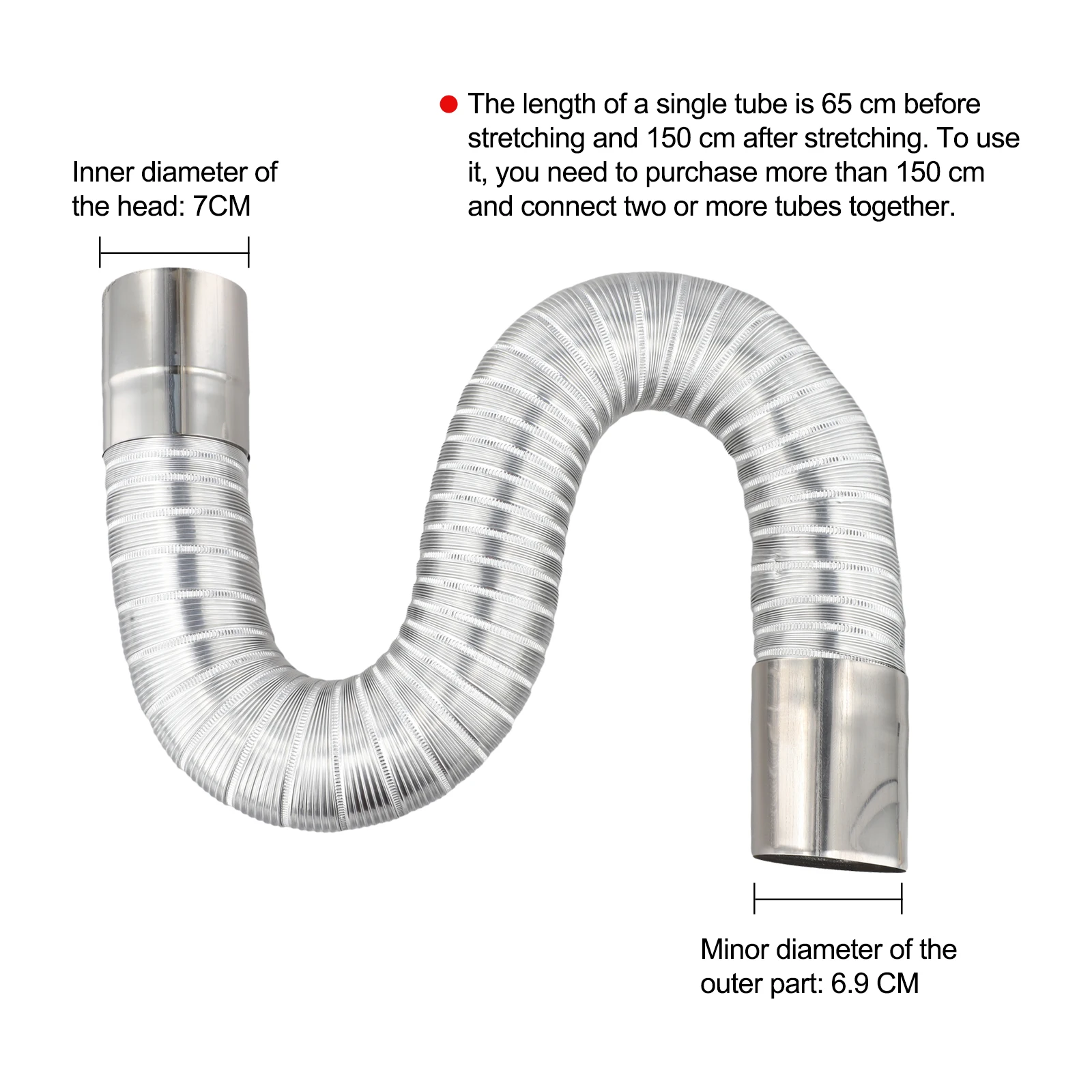 

Aluminum Foil Exhaust Pipe for Gas Water Heater Flexible Hose with Adjustable Length from 0 65 to 1 5 Meters for Optimal Use