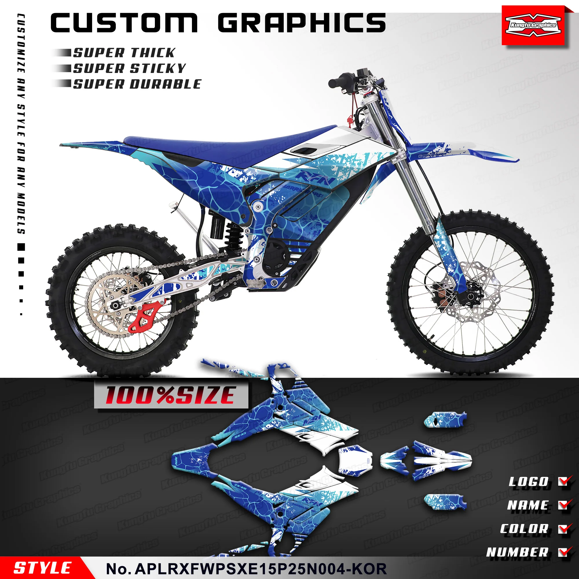 

KUNGFU GRAPHICS MX Stickers Enduro Vinyl Decal for Apollo Apollino RFN Warrior Pro SX-E15 / SX-E15 PLUS Wrap Design, Decoration