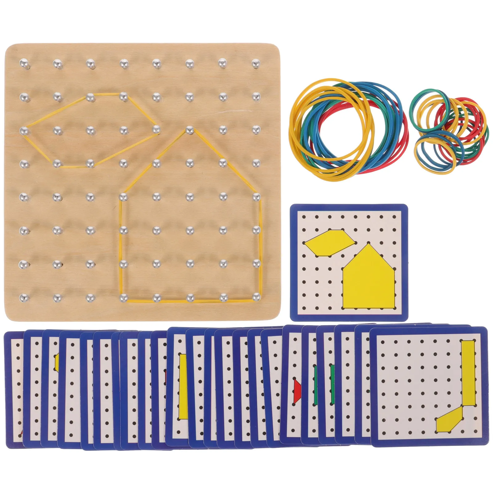 1Set Wooden Math Geoboard for Children Early Childhood Education Tool Graphical Learning Board Creative Pattern Design Tool