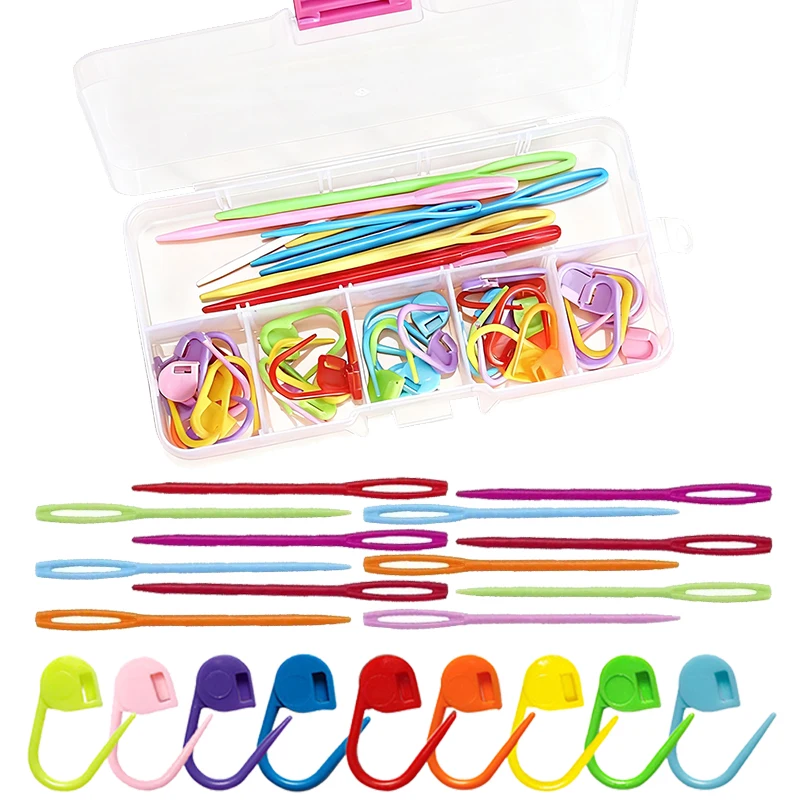 Komplettes Strickwerkzeug-Set – Stricknadeln in verschiedenen Farben und Mini-Verschlüsse, Organizer-Box für handgefertigte Kleidungsstücke und Textil-DIY TMZ – Detail 11