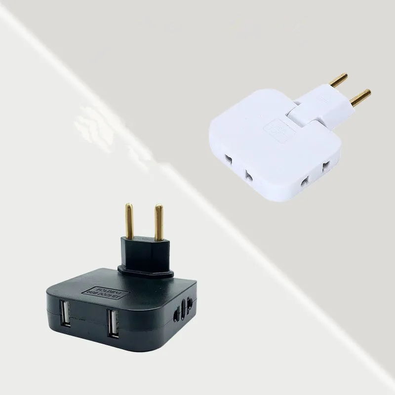 1PCS European standard converter socket 180 degree rotatable plug USB plug European standard converter socket