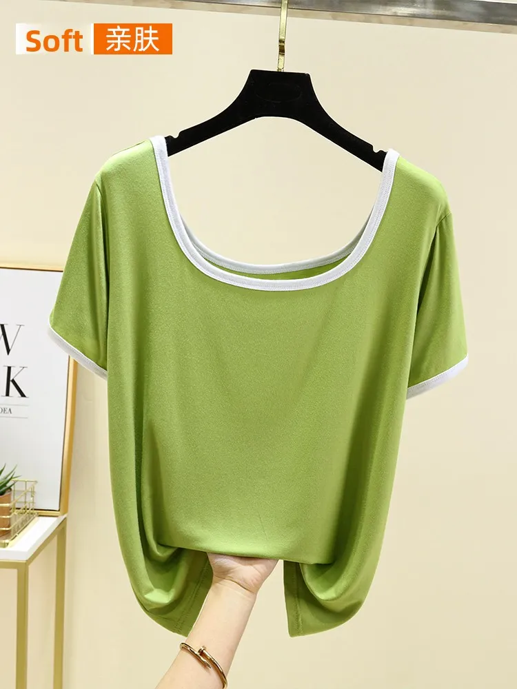 عارضة مشروط فضفاض ort Sve جولة Ne Base irt المرأة الصيف التخسيس تي شيرت يوليو الغزلان العلامة التجارية Faionable ملابس داخلية #3