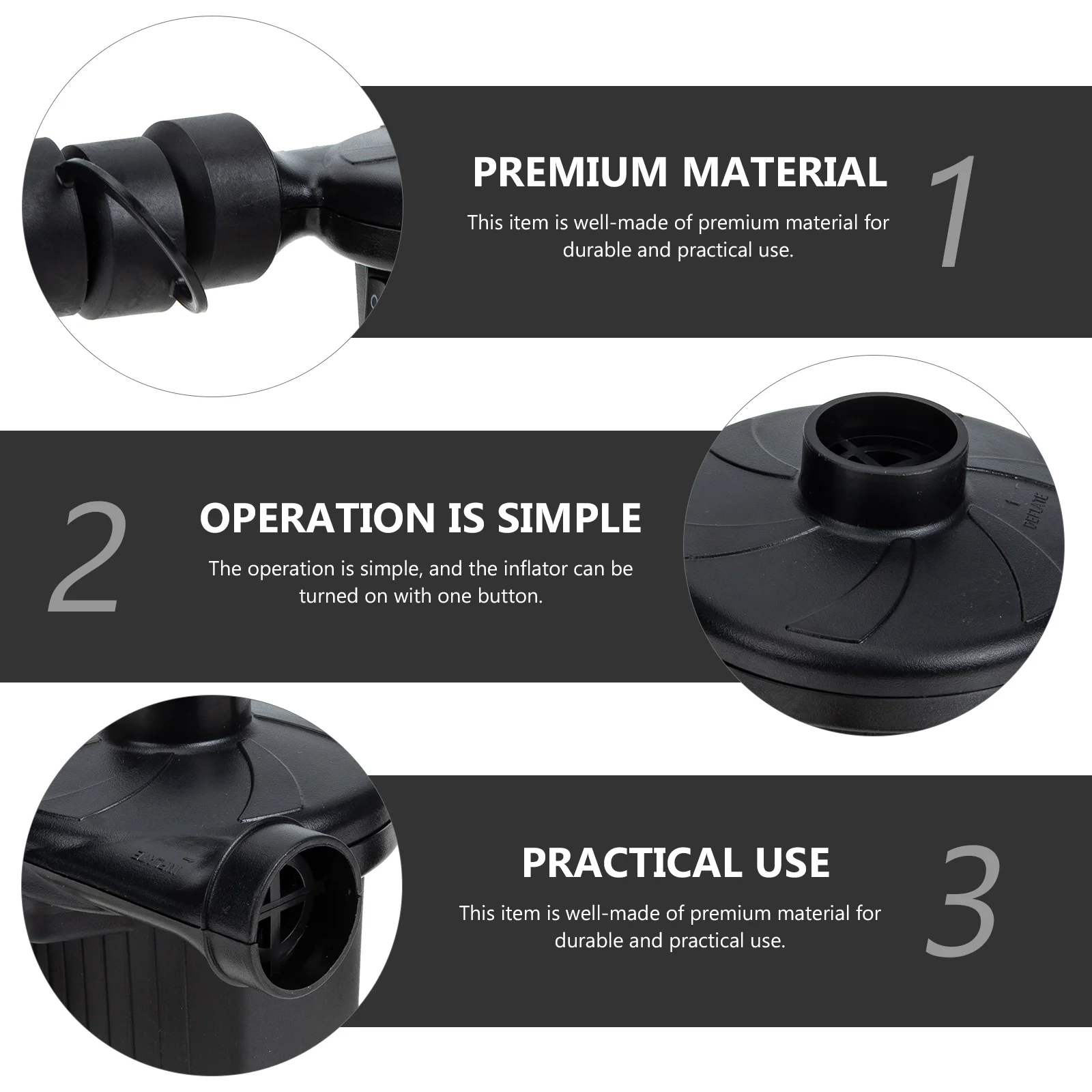 Elektryczna pompka powietrza, lekka, przenośna, szybkie pompowanie do materacy, basenów, pontonów, dmuchanych zabawek, pompka dwufunkcyjna.