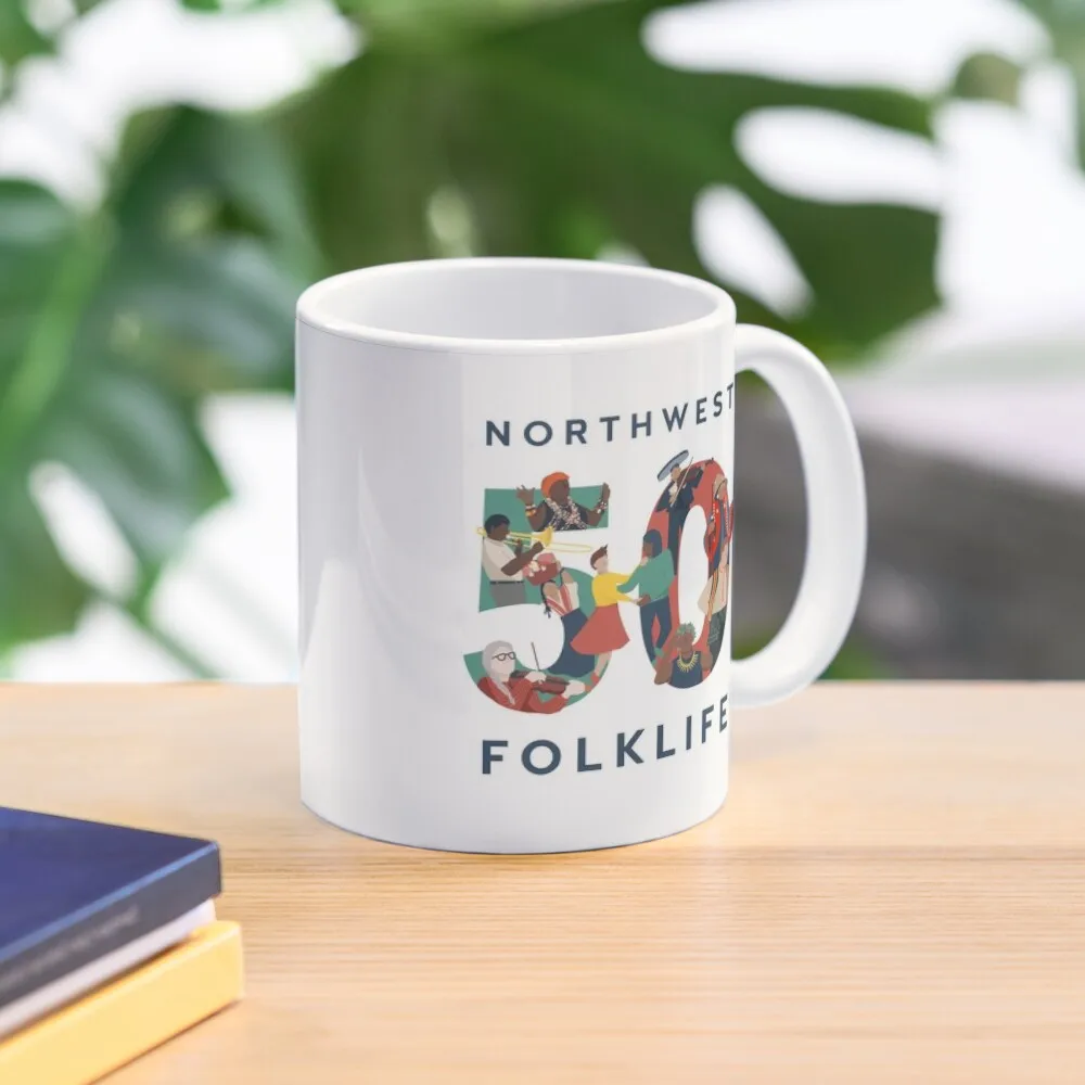 

Northwest Folklife 50th Anniversary Logo Gear Coffee Mug Thermal Cup For Coffee Ceramic Cups Creative Ceramic Cups