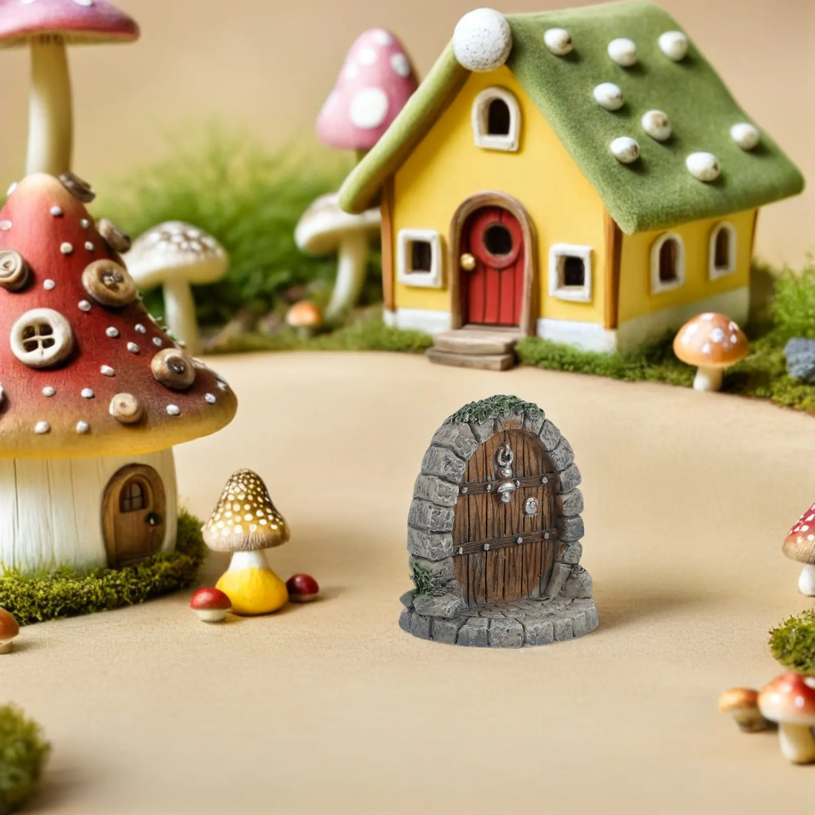 6Pcs Mini Resin Fairy Garden Door Decoration Realistic Lifelike Garden Door Ornament for Bonsai Fairy Terrarium Outdoor