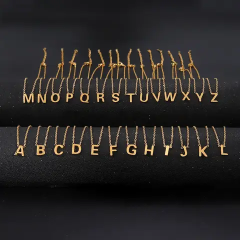 Skyrim A-Z Alphabet Necklace Stainless Steel Jewelry Woman Fashion Minimalist Initial Letter Choker Neck Chain Mothers Day Gifts