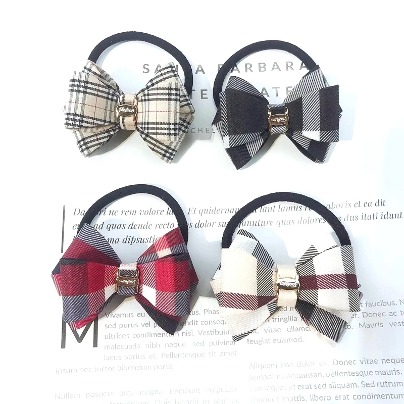 แฟชั่นผู้หญิง Bow Hairpin ฟันผม Hoops หญิงอุปกรณ์เสริมผม Headbands ลายสก๊อตหางม้าคลิปผม Bow Headdress