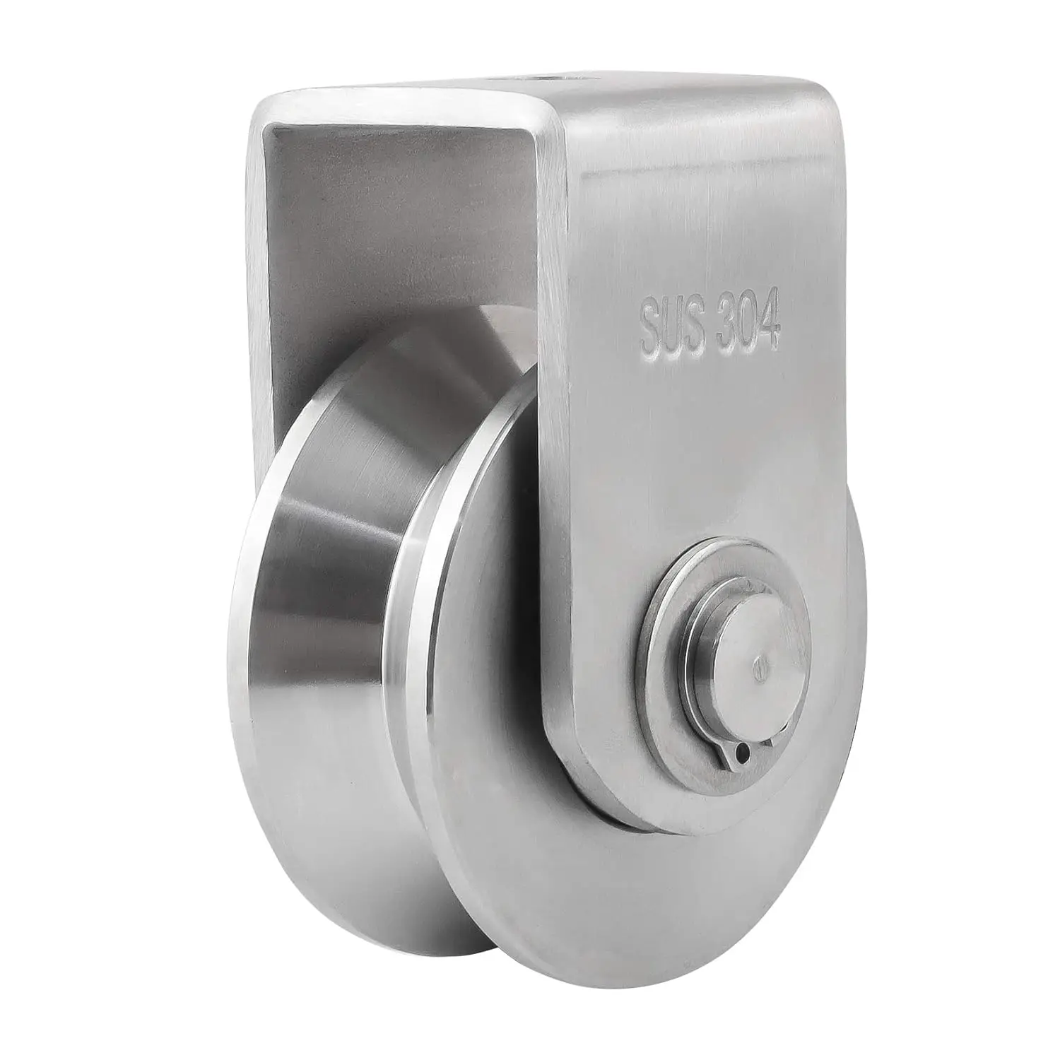U V  H Type Single Wheel Pulley Roller 304 Stainless Steel 360 Degree Rotation Heavy Duty Grooved Wheel V Type Pulley Block