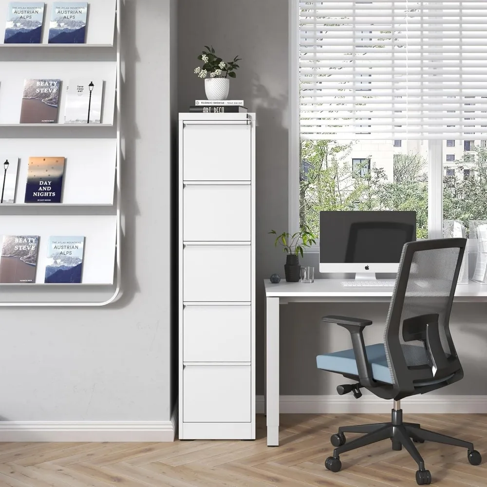 خزانة ملفات عمودية معدنية شديدة التحمل مع قفل، وحدة تخزين آمنة للحروف والملفات القانونية، مثالية للاستخدام في المكاتب المنزلية