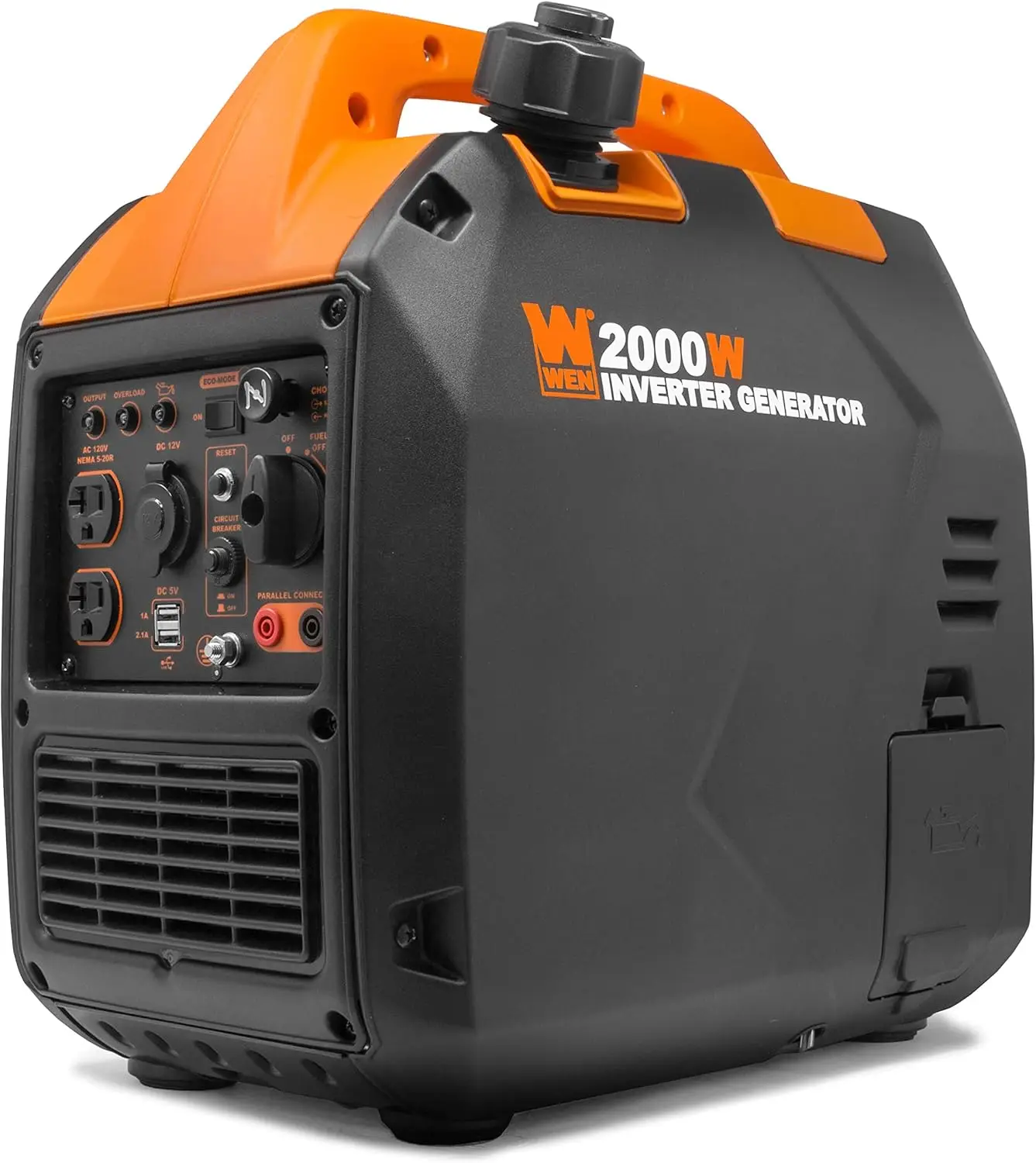 

WEN 56203i Super Quiet 2000-Watt Portable Inverter Generator w/Fuel Shut Off, CARB Compliant, Ultra Lightweight, Black/Orange