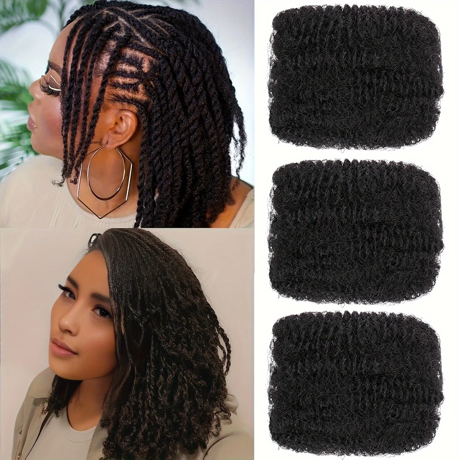 Afro Kinky Curly Braiding Bulk Hair for Mini Braiding Twists Afro Kinky Bulk Hair for Dreadlock Extensions Repair Locs Women