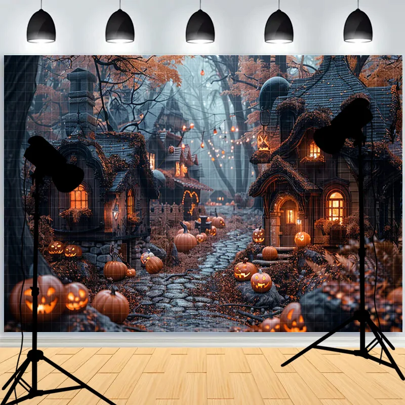 Halloween Day Shadows Photography Background Jack-o-lanterns Ghosts Wander And Spooky Tales Awaken Photo Studio Backdrops BH-36
