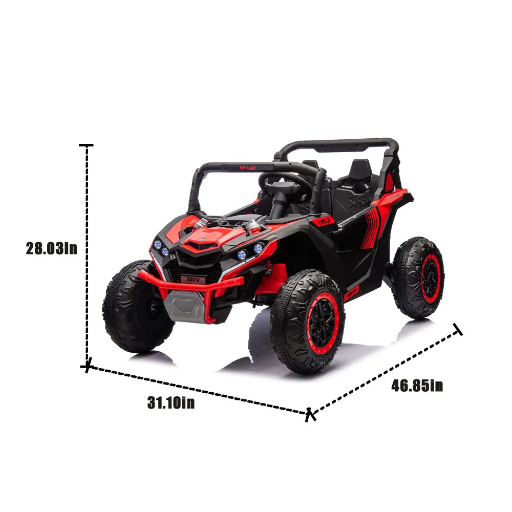 24V Two-seater Electric Toy Car for Children, Four-wheel Suspension,Bluetooth, Suitable for Children Over 3 Years Old