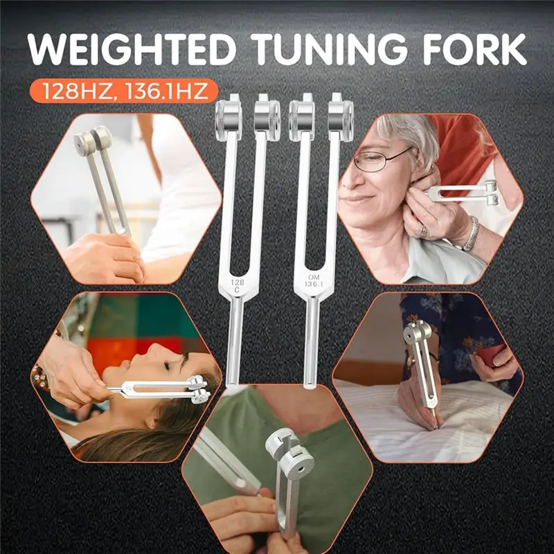【New User-Coupon!】Professional 4Pcs Tuning Forks For Yoga And Meditation - 128Hz, OM136.1Hz, 256Hz, 384Hz With Sound Box And Act