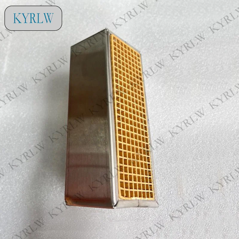 Rectangular honeycomb ceramic carriers containing coating for fireplaces are suitable for treating waste gas ceramic honeycomb