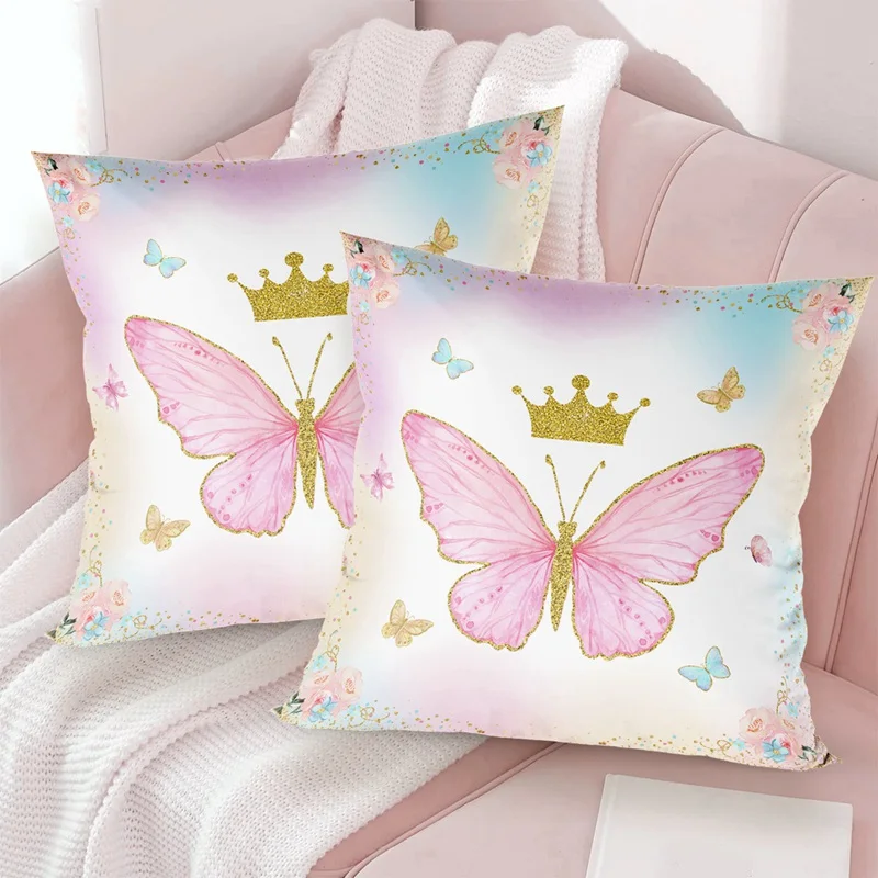 

Butterfly Cushion Cover 45x45cm Floral Country Style Pillow Cover Cotton Embroidery Suqare Home decoration for Living Room