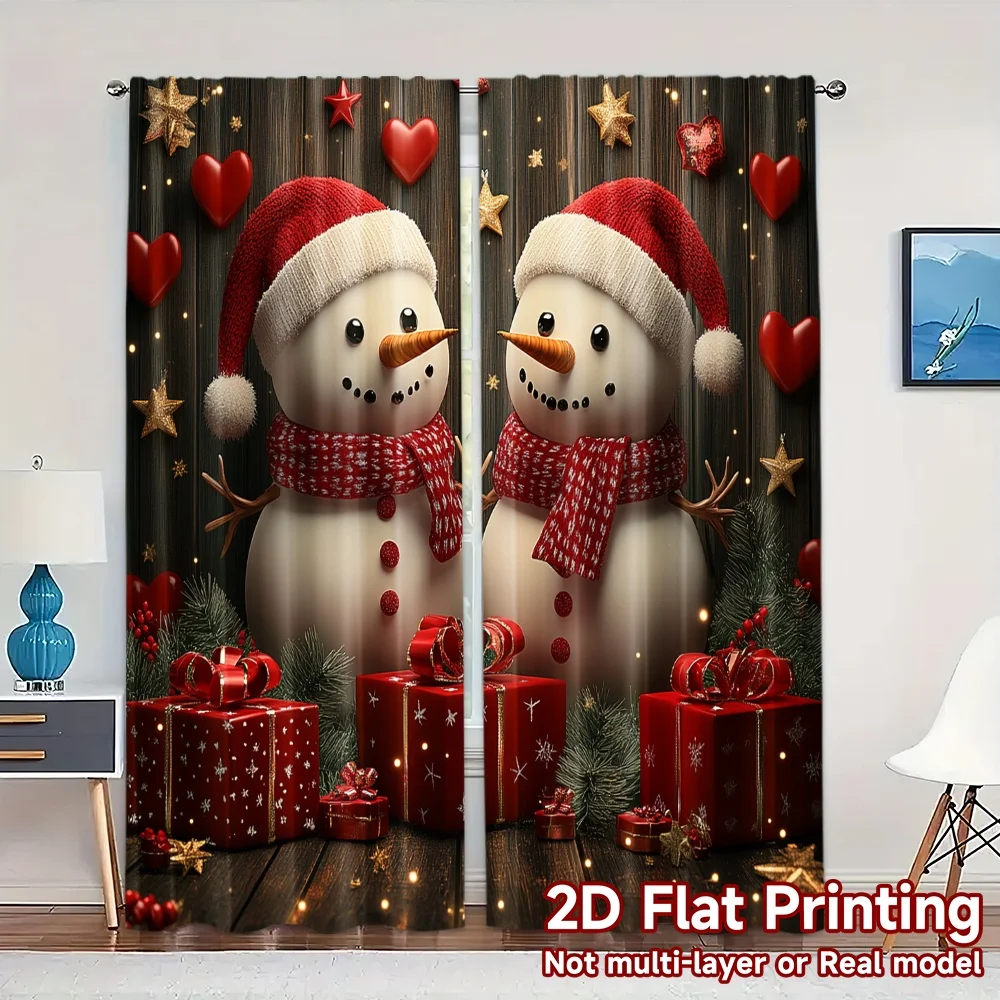 2pcs,Curtains Cute Snowmen Christmas Gifts_c (2) Pattern Modern Curtains Versatile Fabric Curtains Decorations For Home