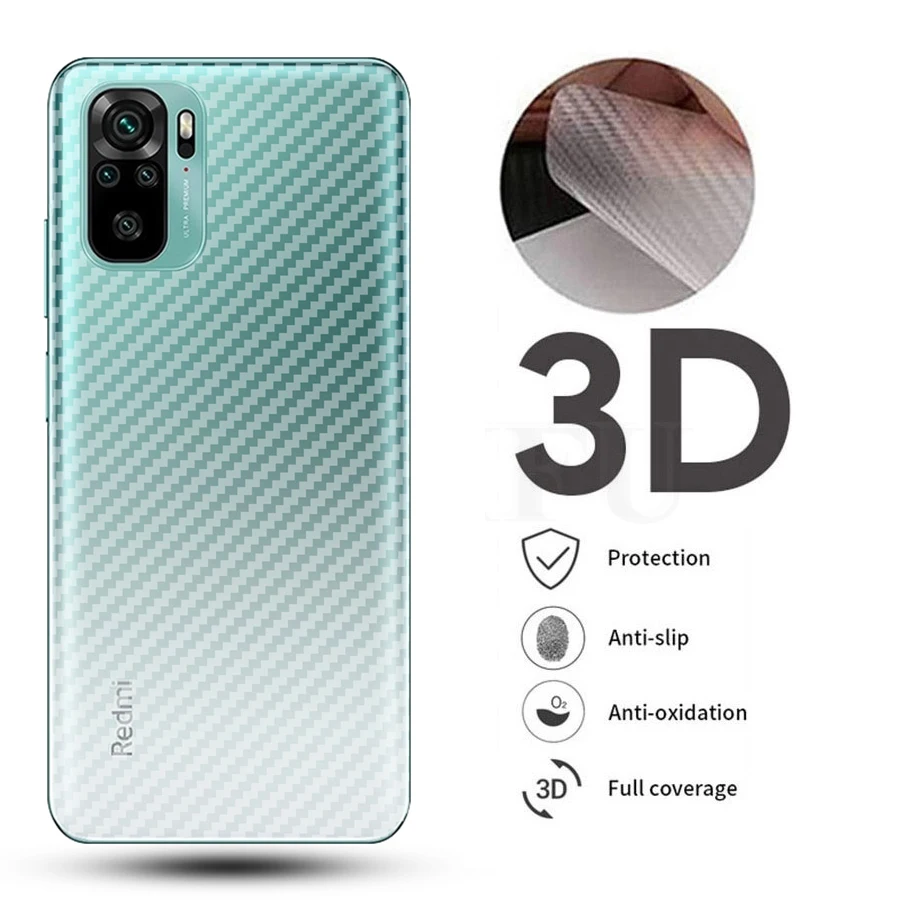 5Pcs/lot 3D Clear Carbon Fiber Screen Protector For Redmi Note 9S 10 11 Pro Back Cover Guard Film Xiaomi Mi 10 11 12 Pro Lite 5G