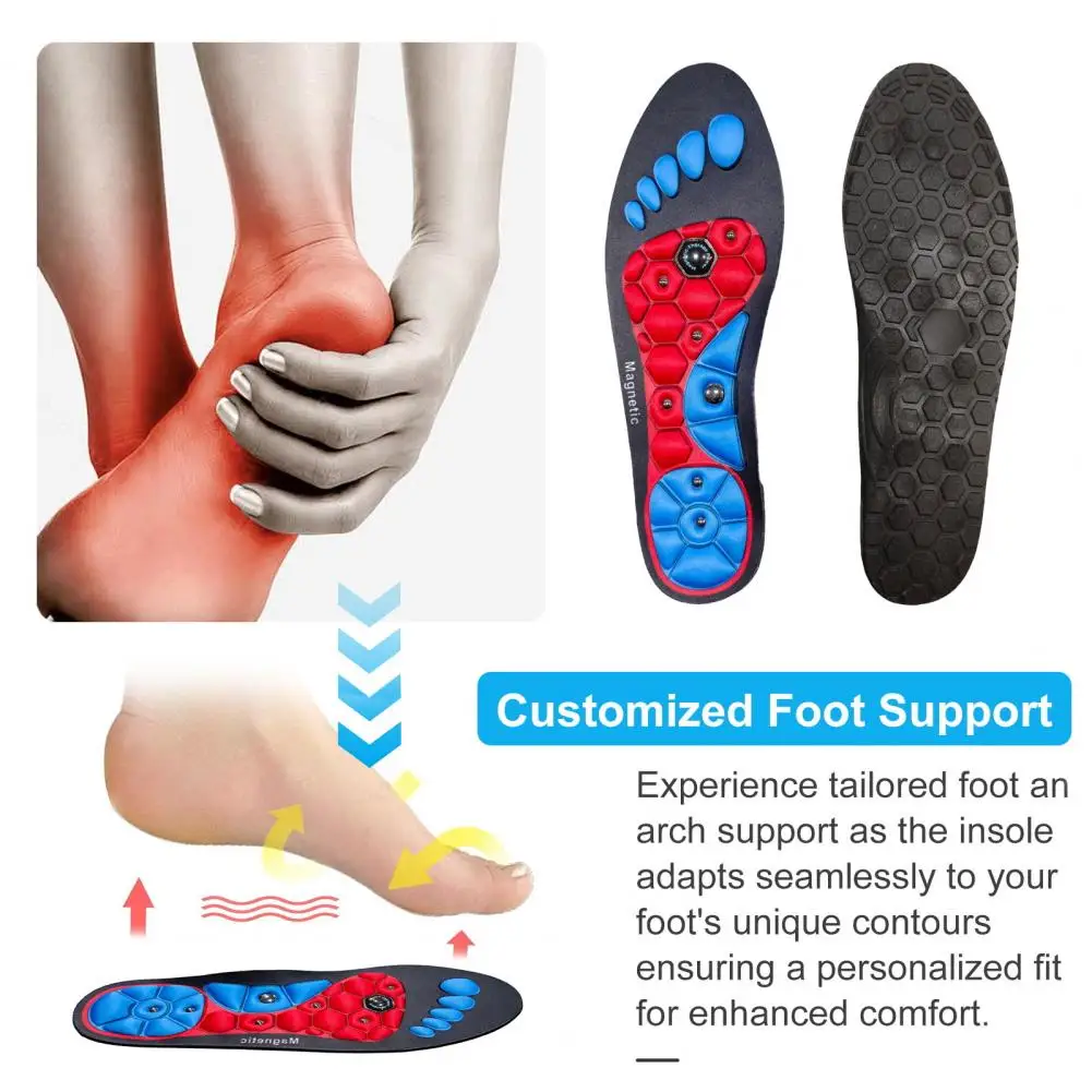 1 Pair Acupressure Foot Insoles Orthopedic Gel Magnetic Shoe Inserts with Foot Magnets Magnetic Technology Arch Support Insole