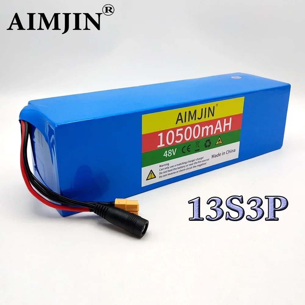 48V 10.5Ah 18650 Rechargeable Lithium Battery Pack 13S3P 1000W Power battery for Bicycle Scooter Electric Vehicle