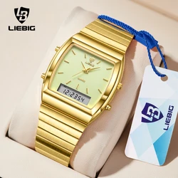 LIEBIG Business Digital Double Display Watches For Men Fashion Wristwatches Time Week Waterproof Quartz Clock Relogio Masculino