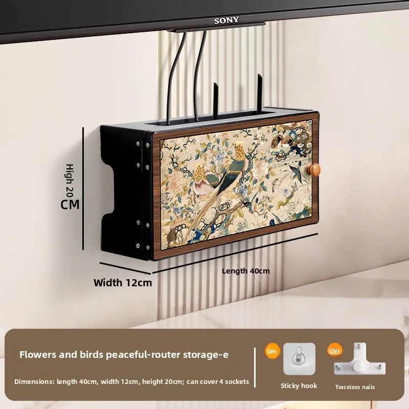 No Drill Wall Hanging Router Case, Bird Flower Socket Cover, Eco Friendly Partitive Storage, Swing Door Weak Current Hider - view 4