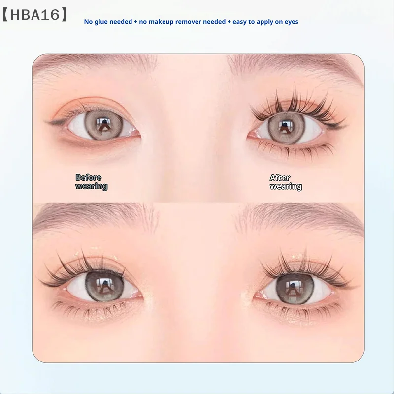 maveraHBA16 Organias Pestañas postizas autoadhesivas sin pegamento Ojos de Manga gruesos y esponjosos con alas Ojos agrandados reutilizables Pestañas fáciles de aplicar