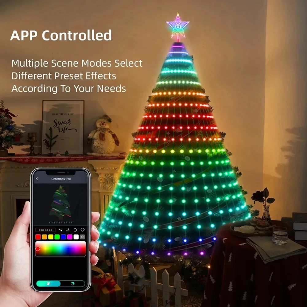 7FT 400LEDs Smart LED RGB Weihnachtsbaum Lichter Dynamische RGB Led Baum Lichter DIY Farbe Musik Sync Timer für Weihnachtsbaum Dekor