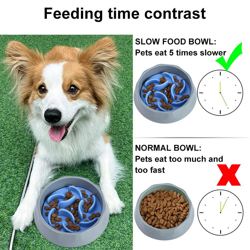 2-in-1 Slow Feed Dog Bowl with Silicone Slow Feed Liner, Food Grade Non-Slip Base, Suitable for Small, Medium and Large Dogs