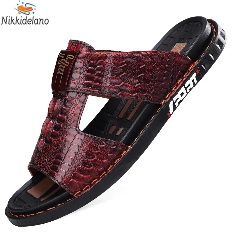 Men Slippers Summer New Style Men\'s Beach Sandals Leather Soft Bottom Leisure Men Shoes Sandals Zandalias Para Hombre Verano