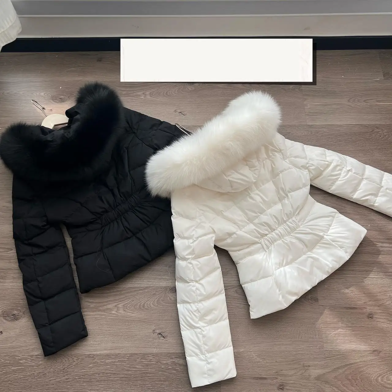 Women's White Duck Down Hooded Faux Fur Collar Thick Warm Coat Lady Winter Keep Warm Long Sleeve Slim Down Jacket Outwear