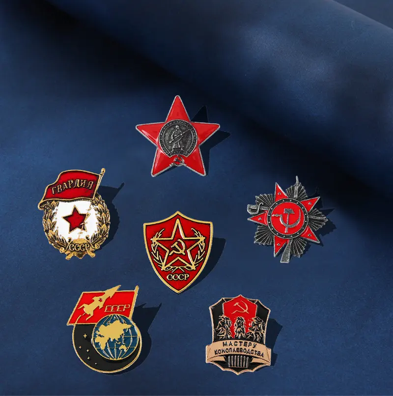 Enamel Pins Red Star Flag Brooches History Memory Badge Jewelry CCCP Cold War