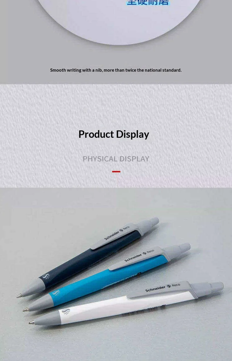 Schneider RECO 0,5mm Schwarzer Gelstift mit Wiederverwendbarem Gehäuse, Ergonomischem Griff, Glatter Schreibqualität für Büro, Schule, Studenten und Geschäftsleute, Deutsches Design – Detail 9