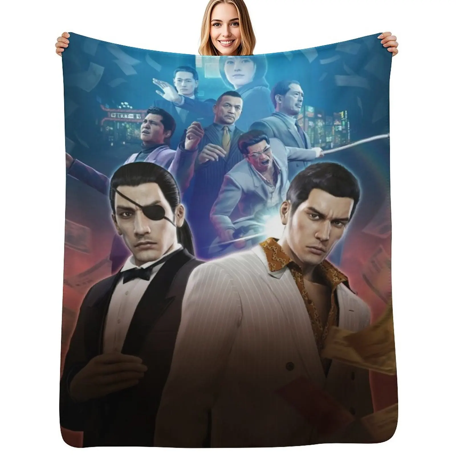 Yakuza 0 Poster Throw Blanket Cozy Sofa Blanket for TV Watching Napping