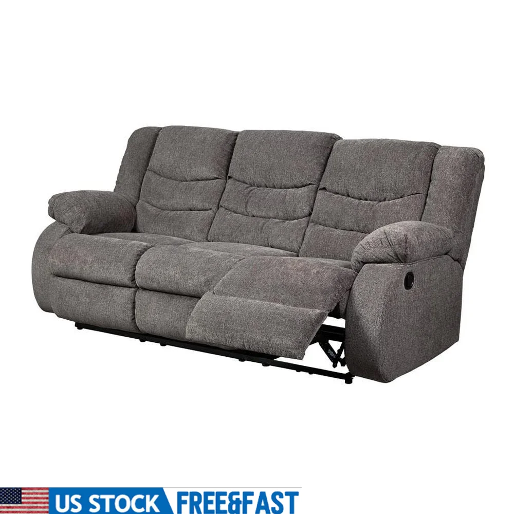 Divano reclinabile moderno in ciniglia grigia con comodi cuscini in schiuma Pull Tab Motion 87
