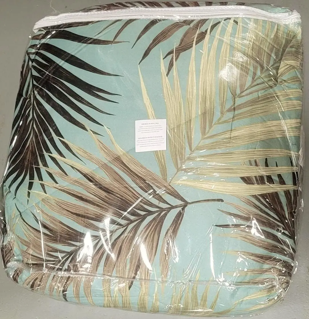 Tropical Palm Tree Leaf/Leaves Ocean Beach Coastal Bedding Comforter  6pc Bed in a Bag Set