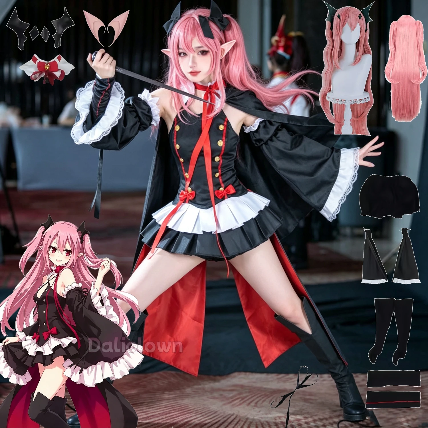 Krul Tepes Cosplay Anime Seraph Of The End Kostüm Perücke Cosplay OwarI No Seraph Hexe Vampir Halloween-Kostüm für Frauen
